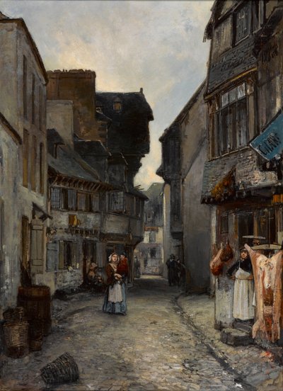 Een Straat in Landerneau door Johan Barthold Jongkind